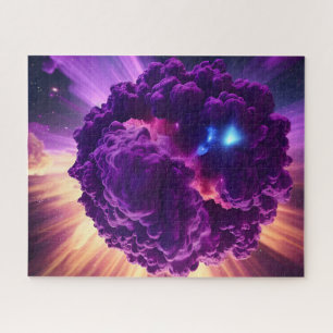 Kosmische paarse supernova wolken die in de ruimte legpuzzel