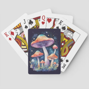 Kosmische Paddenstoelen Watercolor Kunststijl Pokerkaarten