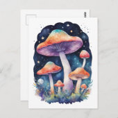 Kosmische Paddenstoelen Waterverf Art Style Briefkaart (Voorkant / Achterkant)