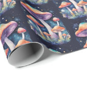 Kosmische Paddenstoelen Waterverf Art Style Cadeaupapier (Rol Hoek)