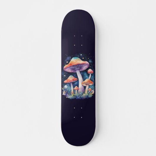 Kosmische Paddenstoelen Waterverf Art Style Persoonlijk Skateboard (Voorkant)