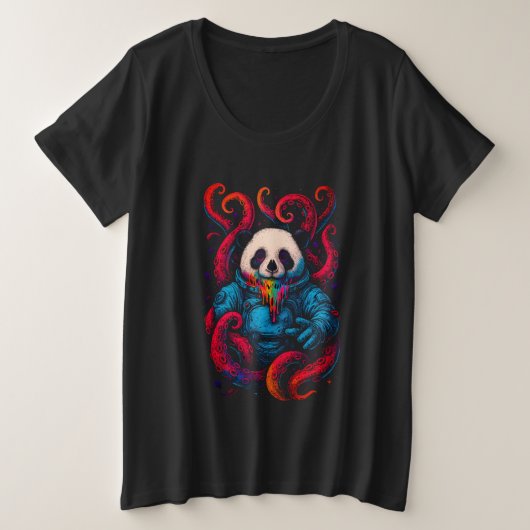 Kosmische Panda Kraken Grote Maat T-shirt (Design voorkant)