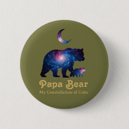 Kosmische Papa Beer & Welp Ronde Button 5,7 Cm