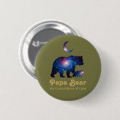 Kosmische Papa Beer & Welp Ronde Button 5,7 Cm (Voorkant /achterkant)