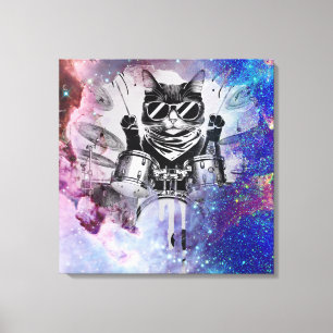 *~ Kosmische Percussionist Cool Cat AP91 DRUMMER Canvas Afdruk