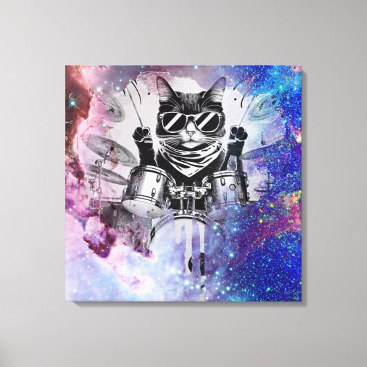 *~ Kosmische Percussionist Cool Cat AP91 DRUMMER Canvas Afdruk (Voorkant)