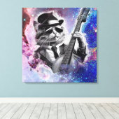 *~ Kosmische Percussionist Koele Kat DRUMMER AP91 Canvas Afdruk (Insitu (Houten vloer))