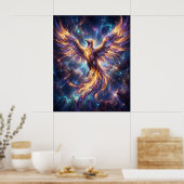 Kosmische Phoenix Rijzende Vlam Poster (Keuken)