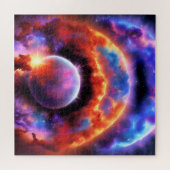 Kosmische planeet bevestigd in andere wereldafmeti legpuzzel (Horizontaal)