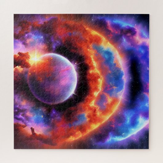 Kosmische planeet bevestigd in andere wereldafmeti legpuzzel (Horizontaal)