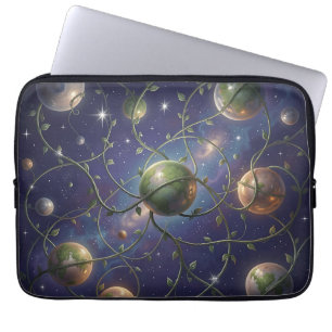 Kosmische planeten omwikkeld met wijnranken Laptop Sleeve