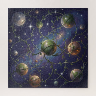 Kosmische planeten omwikkeld met wijnranken Legpuzzel