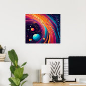 Kosmische planeten warrelende kleurrijke abstracte poster (Thuiskantoor)