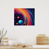 Kosmische planeten warrelende kleurrijke abstracte poster (Keuken)