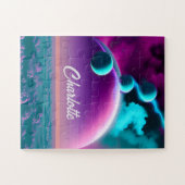 kosmische planten in het Paarse Magische Mystery U Legpuzzel (Horizontaal)