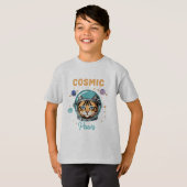 Kosmische Poorten Retro Ruimtevaarder Kat T-shirt (Voorkant volledig)