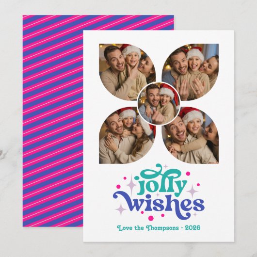Kosmische Pop Retro Fotocollage Kerst Feestdagenkaart (Voorkant / Achterkant)