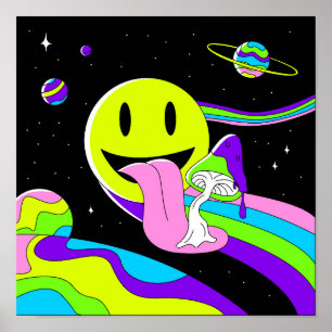 Kosmische psychedelische glimlach poster