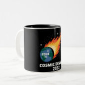 Kosmische Ramp 2032 Asteroïde Impact Tweekleurige Koffiemok (Voorkant links)