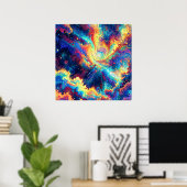 Kosmische Reactie - Levendig en Kleurrijk Abstract Poster (Thuiskantoor)