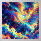 Kosmische Reactie - Levendig en Kleurrijk Abstract Poster (Voorkant)