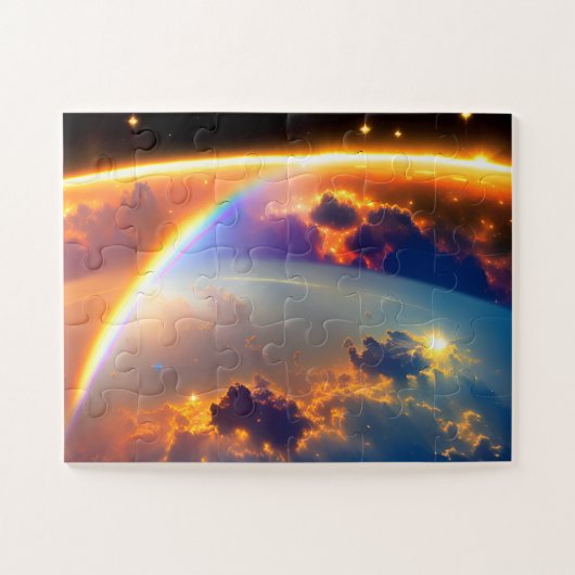 Kosmische regenbogen zweven over verbazingwekkend legpuzzel (Horizontaal)