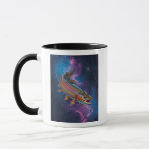 Kosmische Regenboog Forel Zwemmend in Galaxy Nevel Mok