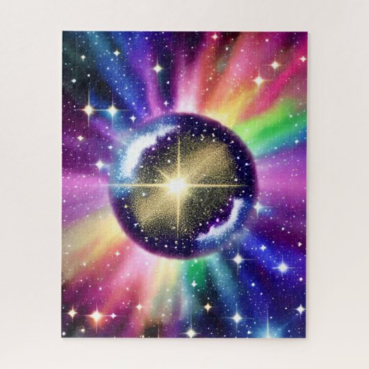 Kosmische Regenboog Galaxy Shiny Planet Ball Legpuzzel (Verticaal)