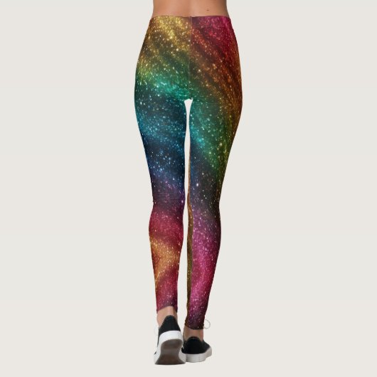 Kosmische regenboog iriserende glitter leggings (Achterkant)