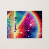 Kosmische Regenboog Over Fantasie Indigo Wolken Sc Legpuzzel (Horizontaal)