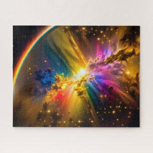 Kosmische regenboog over Indigo Nebula Event in de Legpuzzel