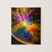 Kosmische regenboog over kleurrijke wolken in de r legpuzzel (Verticaal)