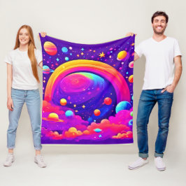 Kosmische Regenboog Planeet Kunst Fleece Deken