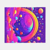 Kosmische Regenboog Planeet Kunst Fleece Deken (Voorkant (Horizontaal))