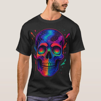 Kosmische Regenboog Schedel T-shirt