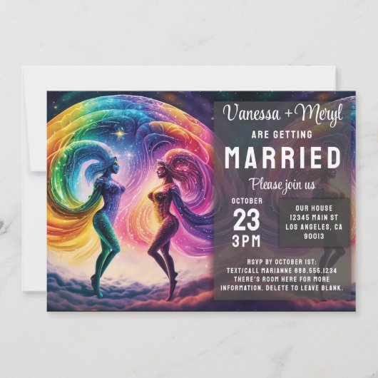 Kosmische Regenboog Vrouwelijke Energie Lesbische Kaart (Voorkant)