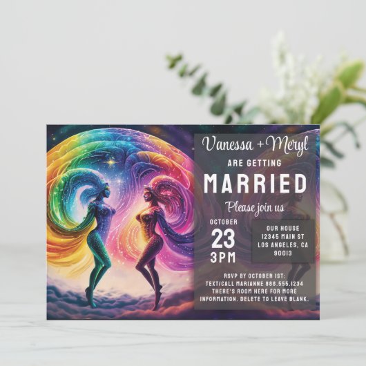 Kosmische Regenboog Vrouwelijke Energie Lesbische  Kaart (Staand voorkant)