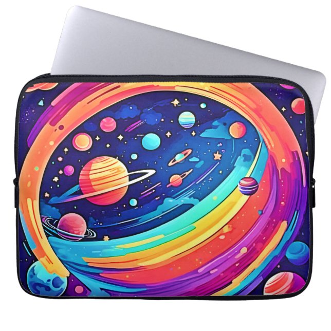kosmische regenboogvortex laptop sleeve (Voorkant)