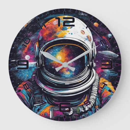 Kosmische Reis Astronaut Nevel Wandklok (Voorkant)
