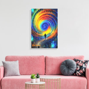 Kosmische Reis Melkweg Regenboog Licht Surrealisti Canvas Afdruk