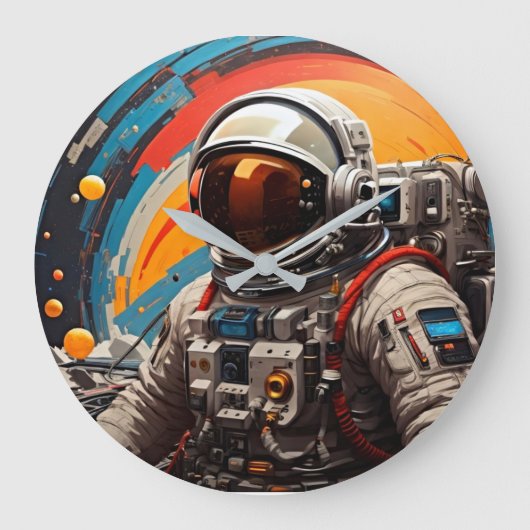 Kosmische Reizen Retro Ruimte Muur Klok (Voorkant)