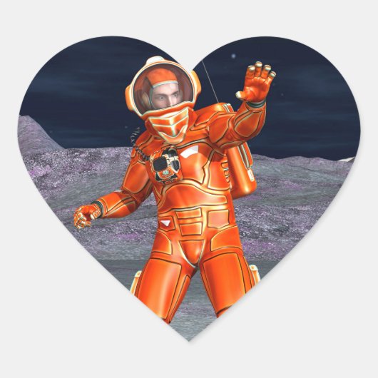 Kosmische Reiziger Surrealistische Planeet Landsch Hart Sticker (Voorkant)