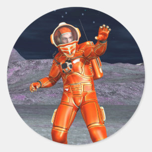 Kosmische Reiziger Surrealistische Planeet Landsch Ronde Sticker