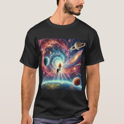 Kosmische reiziger zweeft in de ruimte t-shirt (Voorkant)