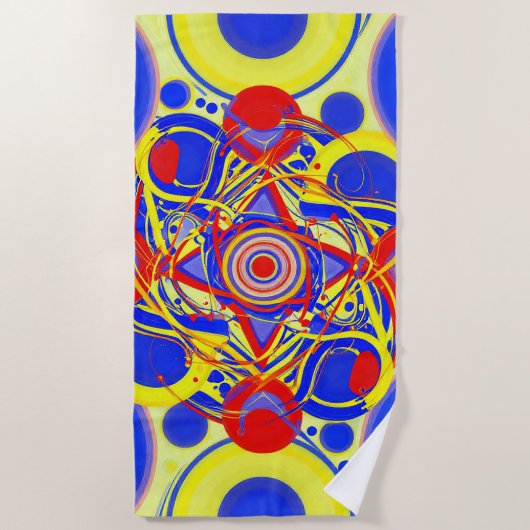 Kosmische resonantie – Levendige abstracte geometr Strandlaken (Voorkant)