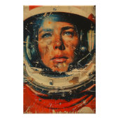 Kosmische Retro Astronaut Wandkunst Perfect Poster (Voorkant)