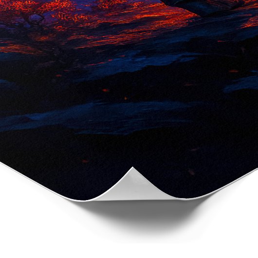 Kosmische Ridder met Zwaard onder Galaxy Sky Fanta Poster (Hoek)