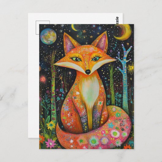 Kosmische rode vos in het bos briefkaart (Voorkant / Achterkant)