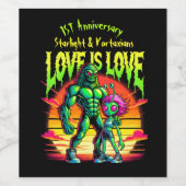 Kosmische Romance tussen buitenaardse figuren Wijn Etiket (Enkel label)