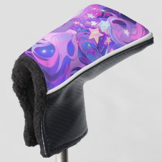 Kosmische Roze en Paarse Anime Meisje Golfheadcover (3/4 voorkant)